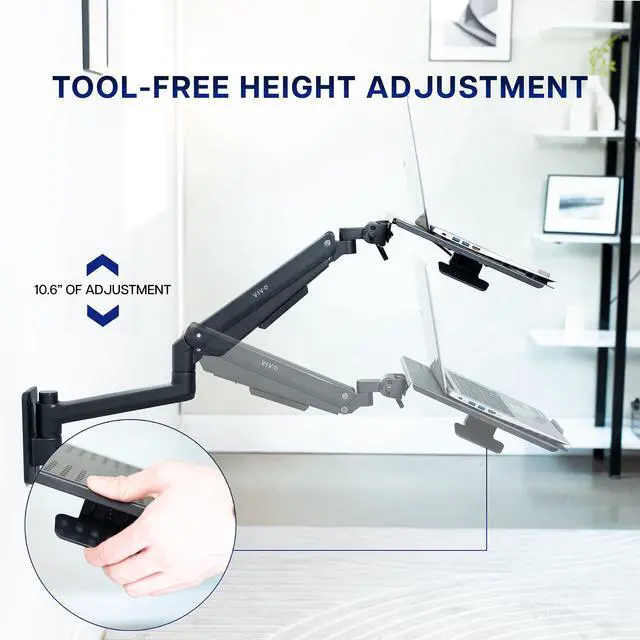 Alt view image 6 of 7 - VIVO Black Pneumatic Wall Mounted Laptop Tray, (MOUNT-KB35L)