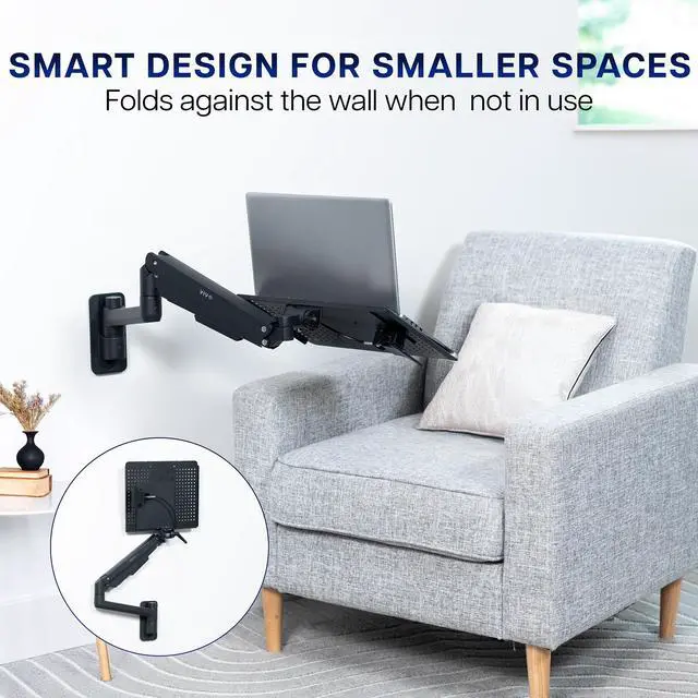 Alt view image 7 of 7 - VIVO Black Pneumatic Wall Mounted Laptop Tray, (MOUNT-KB35L)