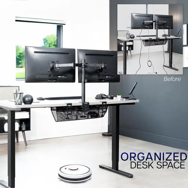 Alt view image 5 of 7 - VIVO Clamp-on Under Desk Mesh Cable Management