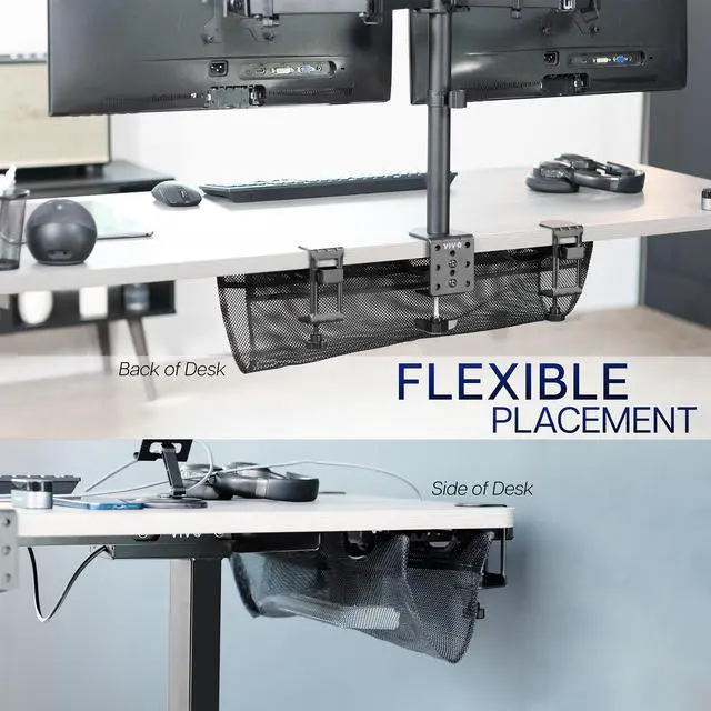 Alt view image 7 of 7 - VIVO Clamp-on Under Desk Mesh Cable Management