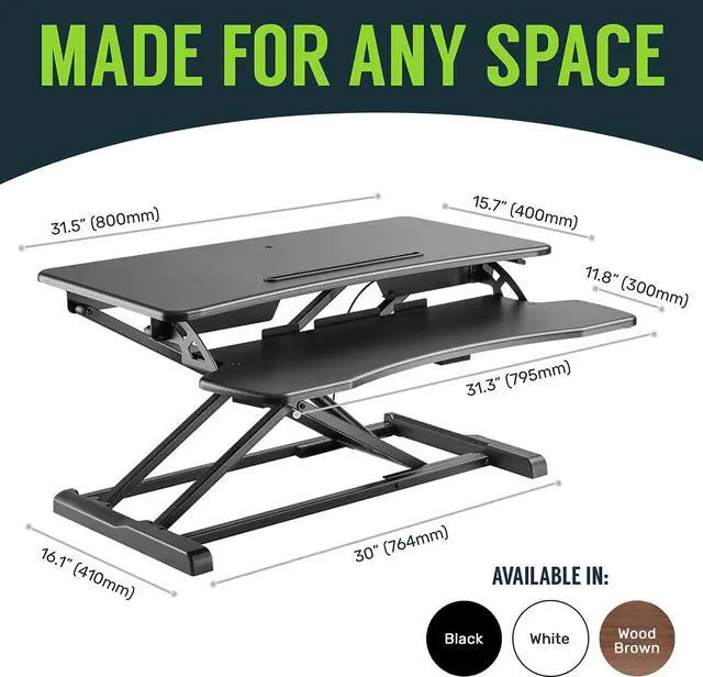 Alt view image 9 of 14 - TechOrbits Standing Desk - Stand Up Desk Converter And Monitor Riser - Height Adjustable Sit Stand Tabletop Workstation Wood Brown