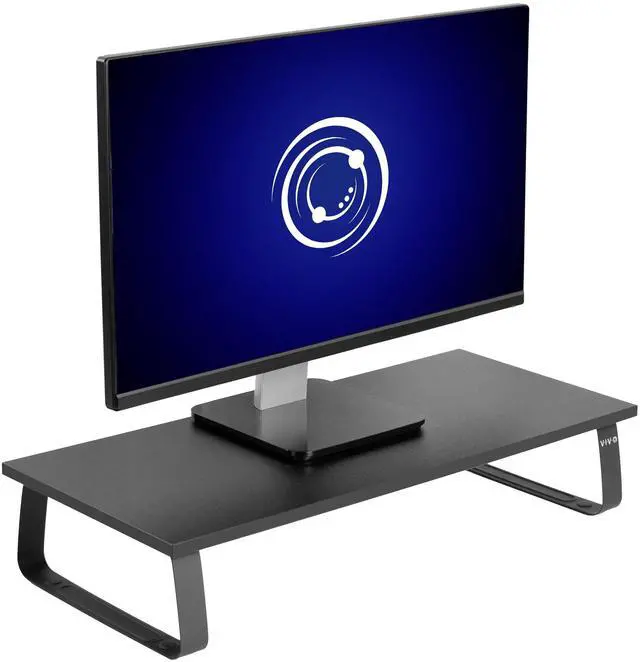 Main image of VIVO Black Wood 24" Wide Desktop Stand Ergonomic Monitor, Keyboard, TV Riser and Desk Tabletop Organizer (STAND-V000D)
