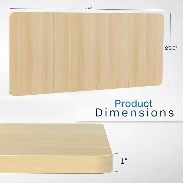 Alt view image 2 of 7 - VIVO Light Wood 60 x 24 inch Universal Table Top for Sit to Stand Desk Frames
