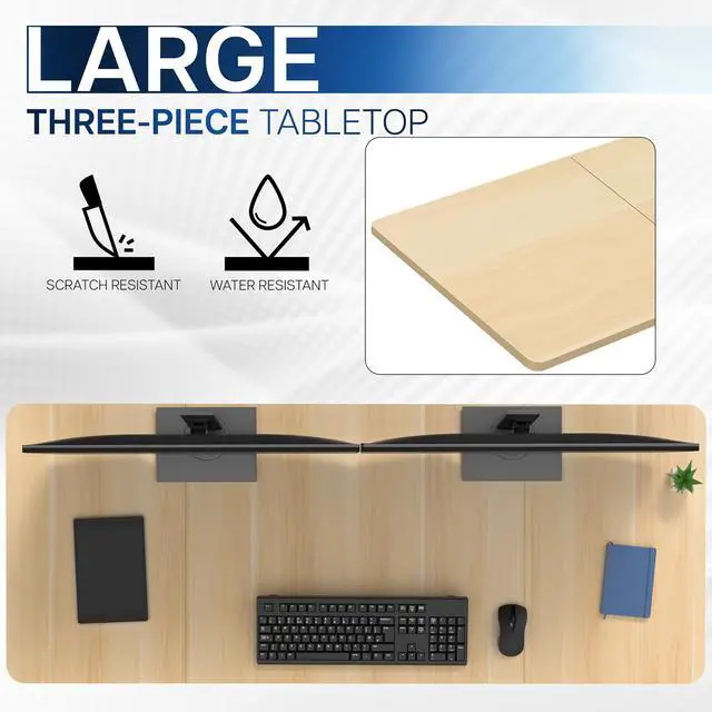 Alt view image 4 of 7 - VIVO Light Wood 60 x 24 inch Universal Table Top for Sit to Stand Desk Frames