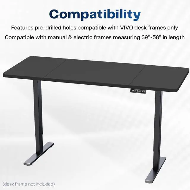 Alt view image 3 of 7 - VIVO Black 60 x 24 inch Universal Table Top for Sit to Stand Desk Frames