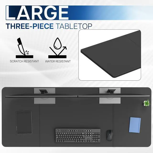 Alt view image 4 of 7 - VIVO Black 60 x 24 inch Universal Table Top for Sit to Stand Desk Frames