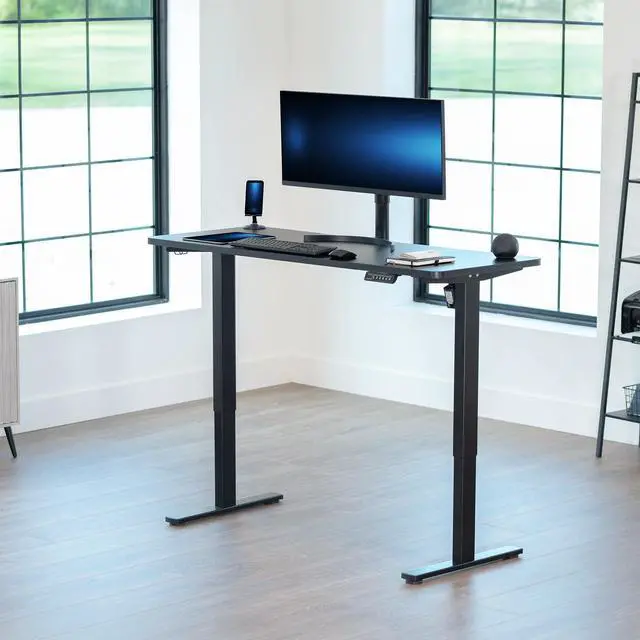Alt view image 7 of 7 - VIVO Black 60 x 24 inch Universal Table Top for Sit to Stand Desk Frames