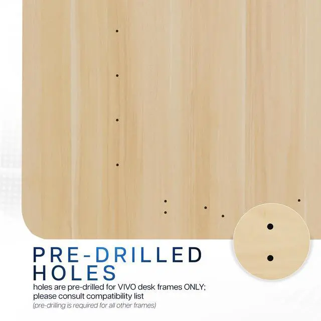 Alt view image 5 of 7 - VIVO Light Wood 60 x 24 inch Universal Table Top for Sit to Stand Desk Frames