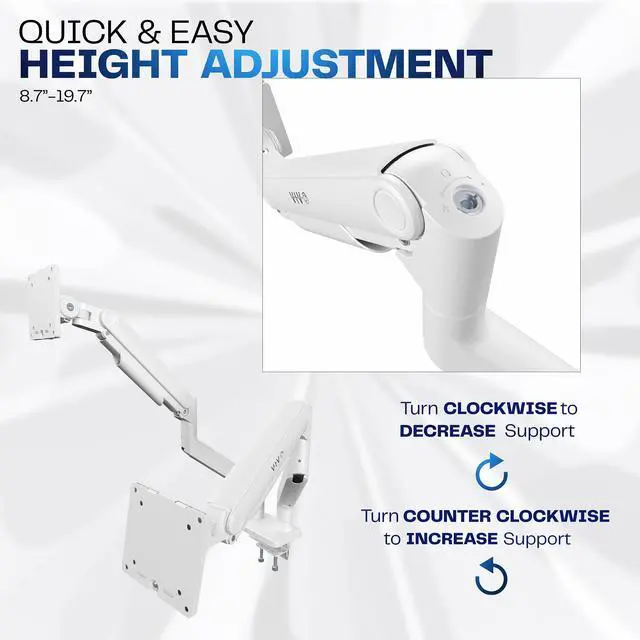 Alt view image 4 of 7 - VIVO White Tension Spring Dual Ultra Wide Monitor Mount, Up to 45" Computer Screens