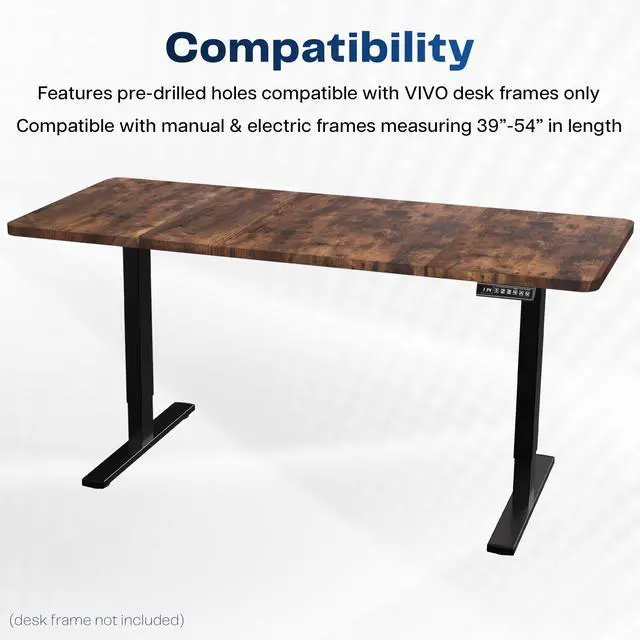 Alt view image 3 of 7 - VIVO Vintage Brown 60 x 24 inch Universal Table Top for Sit to Stand Desk Frames