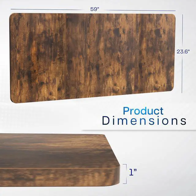 Alt view image 2 of 7 - VIVO Vintage Brown 60 x 24 inch Universal Table Top for Sit to Stand Desk Frames
