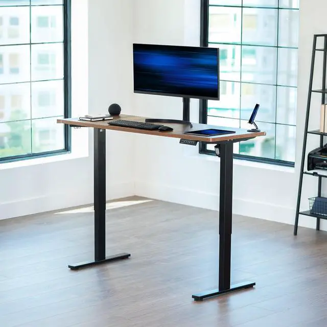 Alt view image 7 of 7 - VIVO Vintage Brown 60 x 24 inch Universal Table Top for Sit to Stand Desk Frames