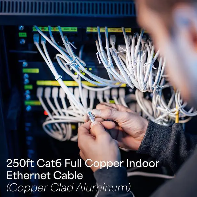 Alt view image 4 of 8 - Vivo 250Ft Bulk Cat6  Full Copper Ethernet Cable  23 Awg  Utp Pull Box  Cat-6 Wire  Indoor  Network Installations  White  Cable-V016W