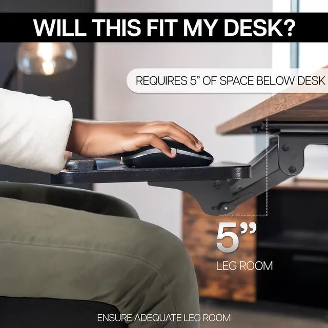 Alt view image 6 of 7 - VIVO Adjustable Computer Keyboard & Mouse Platform Tray Under Table Desk Mount