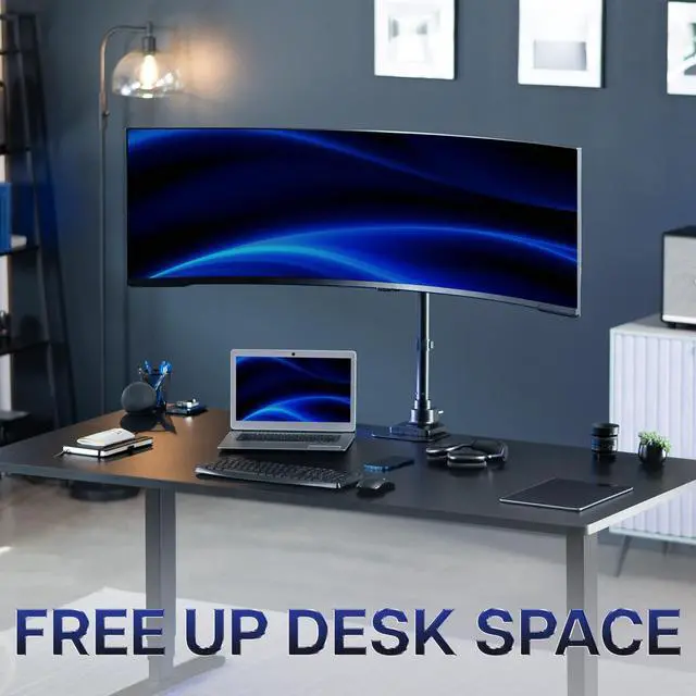 Alt view image 6 of 7 - VIVO Single Ultrawide Monitor Tall Desk Mount, Fits Computer Screens up to 57"