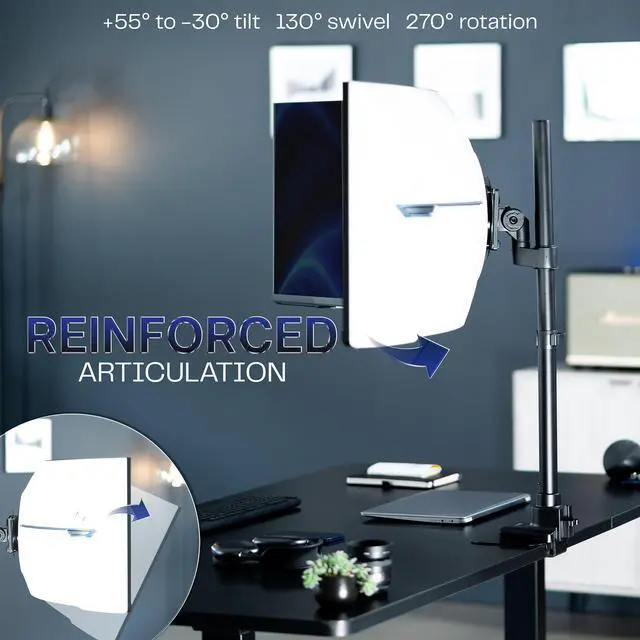 Alt view image 7 of 7 - VIVO Single Ultrawide Monitor Tall Desk Mount, Fits Computer Screens up to 57"