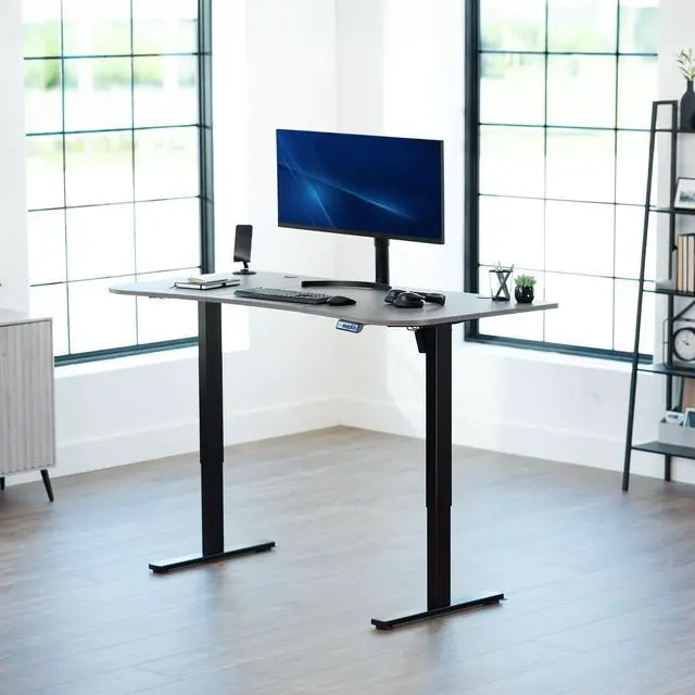 Alt view image 2 of 7 - VIVO Electric 63 x 32 Standup Desk, Dark Gray Table Top, Black Frame