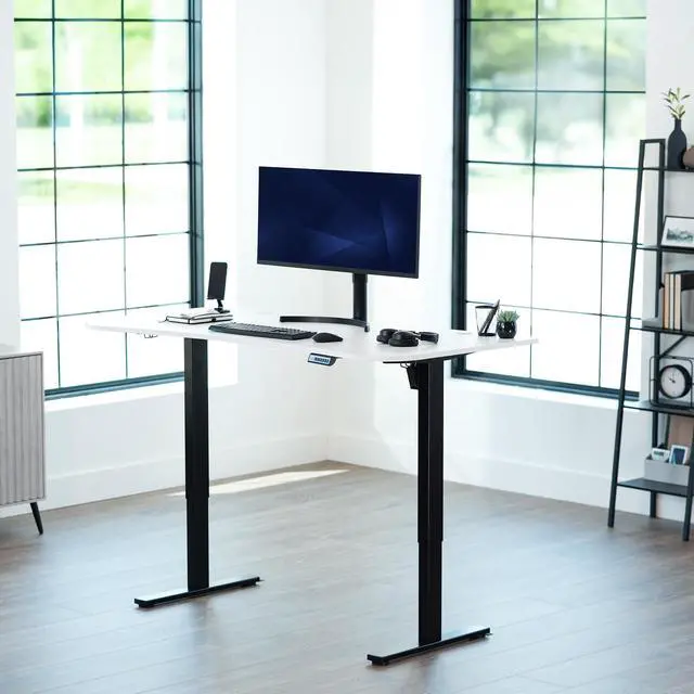 Alt view image 2 of 7 - VIVO Electric 63 x 32 Stand Up Desk, White Table Top, Black Frame