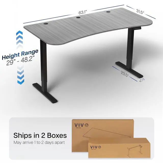 Alt view image 4 of 7 - VIVO Electric 63 x 32 Standup Desk, Dark Gray Table Top, Black Frame