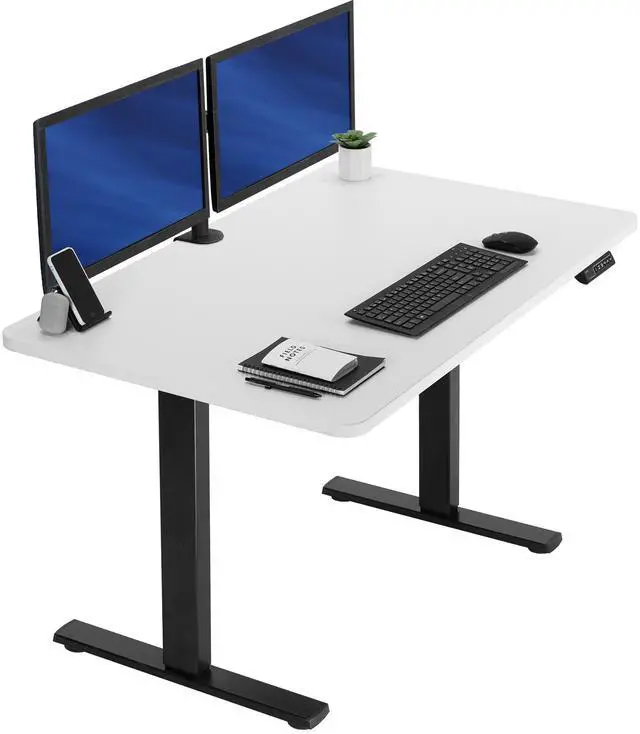 Main image of VIVO Electric 48" x 30" Stand Up Desk, White Table Top, Black Frame