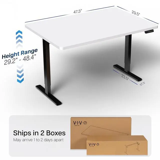 Alt view image 4 of 7 - VIVO Electric 48" x 30" Stand Up Desk, White Table Top, Black Frame