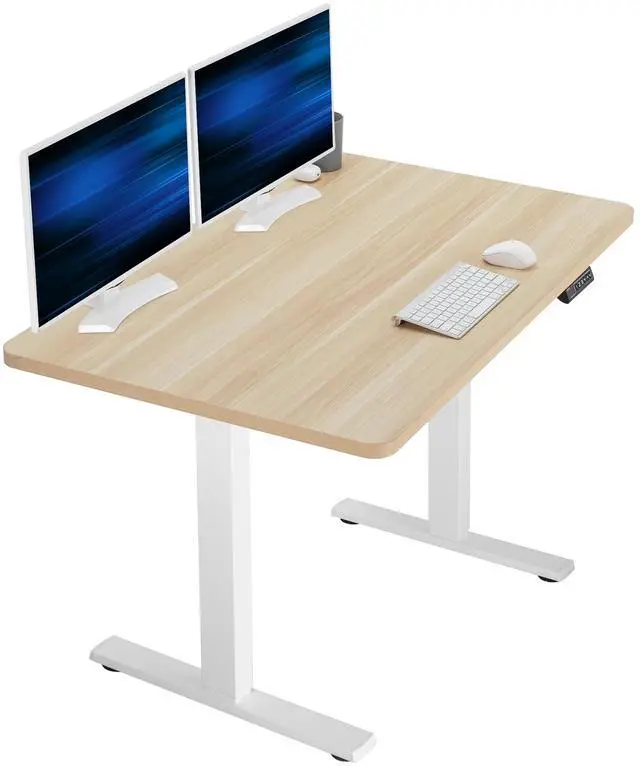 Main image of VIVO Electric 48" x 30" Stand Up Desk, Light Wood Table Top, White Frame