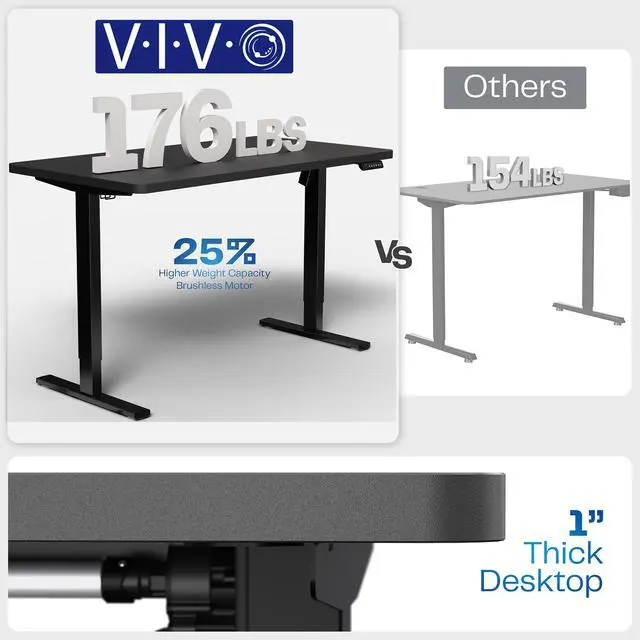 Alt view image 5 of 7 - VIVO Electric 48" x 30" Stand Up Desk, Light Wood Table Top, White Frame