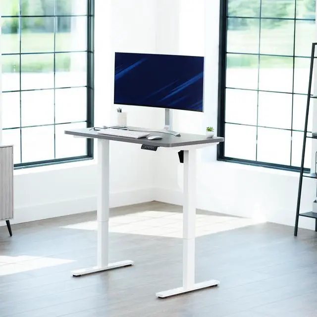 Alt view image 2 of 7 - VIVO Electric 43 x 24 Stand Up Desk | Dark Gray Table Top, White Frame