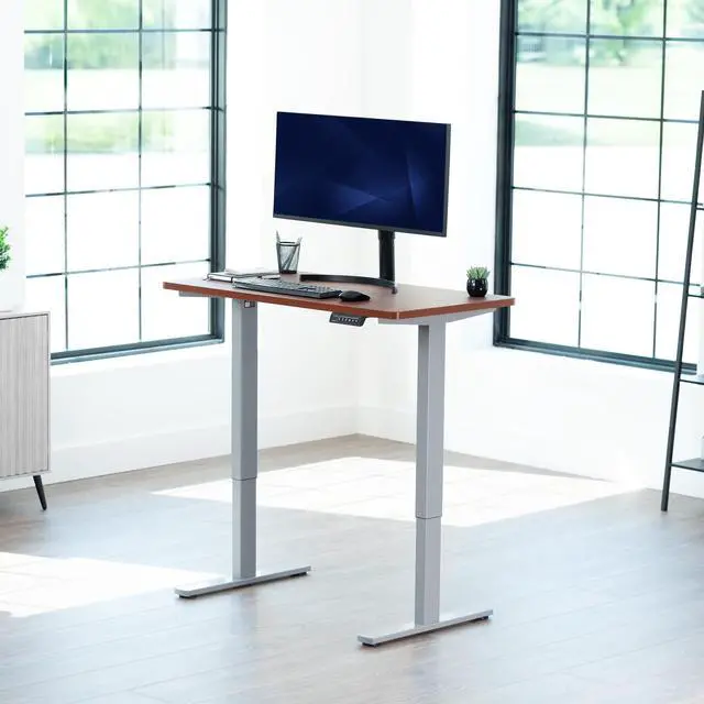Alt view image 2 of 7 - VIVO Electric 43 x 24 Stand Up Desk | Dark Walnut Table Top, Gray Frame