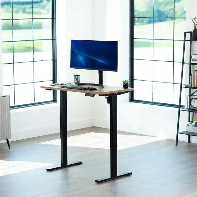Alt view image 2 of 7 - VIVO Electric 43 x 24 Stand Up Desk | Reclaimed Wood Table Top, Black Frame