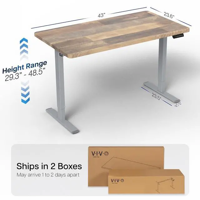 Alt view image 4 of 7 - VIVO Electric 43 x 24 Stand Up Desk | Reclaimed Wood Table Top, Gray Frame
