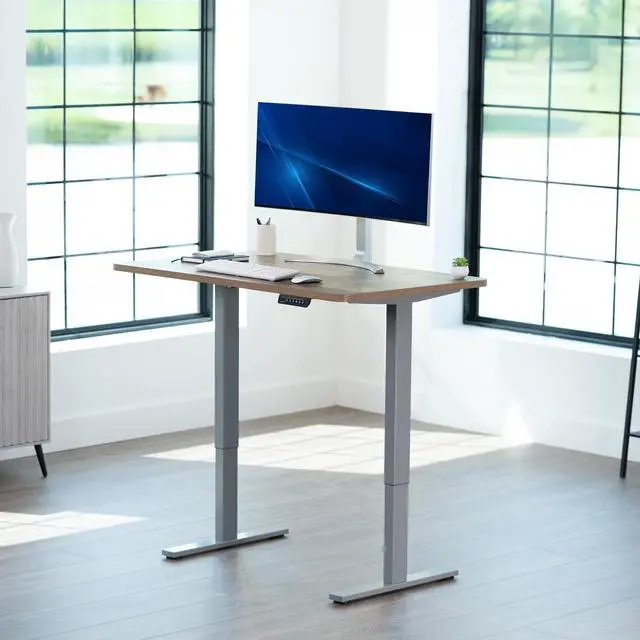 Alt view image 2 of 7 - VIVO Electric 43 x 24 Stand Up Desk | Reclaimed Wood Table Top, Gray Frame