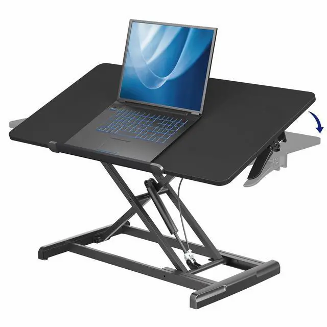 Main image of VIVO Black Tilting Height Adjustable 36" Desk Riser, Single Top Converter