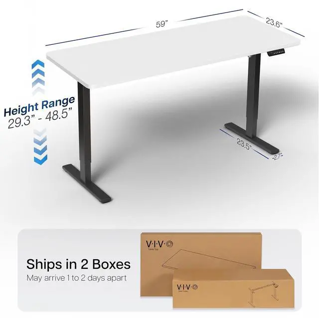 Alt view image 4 of 7 - VIVO Electric 60 x 24 Stand Up Desk | White Table Top, Black Frame
