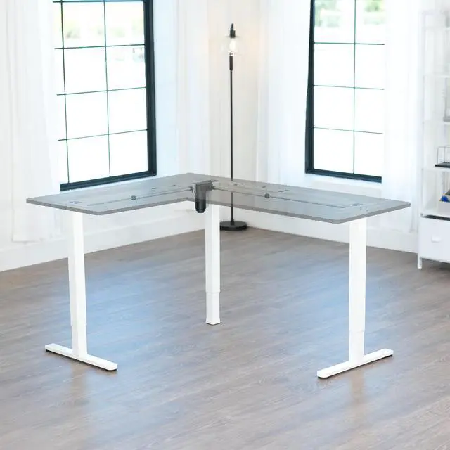 Alt view image 2 of 7 - VIVO White Medium Electric Single Motor Corner Desk Frame