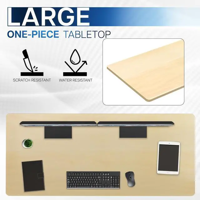 Alt view image 4 of 7 - VIVO Light Wood 60 x 24 inch Universal Table Top for Sit to Stand Desk Frames