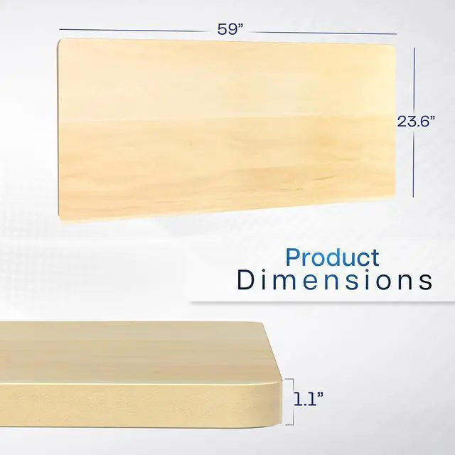 Alt view image 2 of 7 - VIVO Light Wood 60 x 24 inch Universal Table Top for Sit to Stand Desk Frames