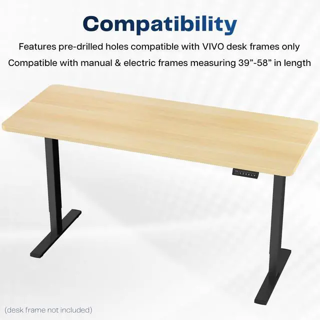 Alt view image 3 of 7 - VIVO Light Wood 60 x 24 inch Universal Table Top for Sit to Stand Desk Frames
