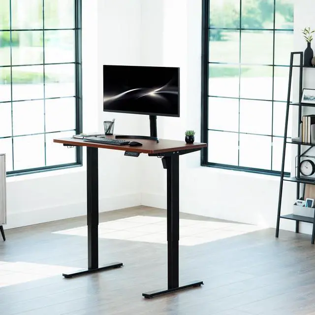 Alt view image 7 of 7 - VIVO Dark Walnut 43 x 24 inch Universal Table Top for Sit to Stand Desk Frames