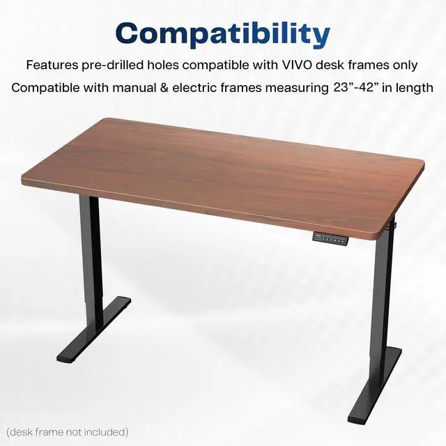 Alt view image 3 of 7 - VIVO Dark Walnut 43 x 24 inch Universal Table Top for Sit to Stand Desk Frames