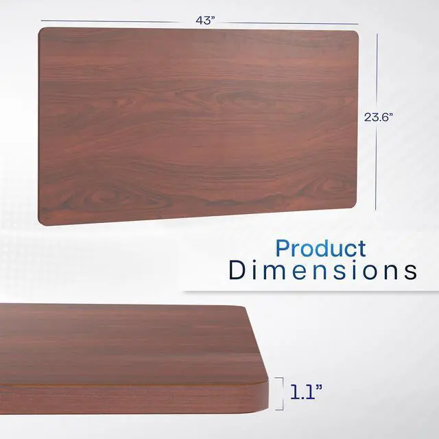 Alt view image 2 of 7 - VIVO Dark Walnut 43 x 24 inch Universal Table Top for Sit to Stand Desk Frames