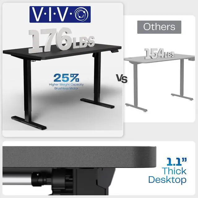 Alt view image 5 of 7 - VIVO Electric 60 x 24 Stand Up Desk | Light Wood Table Top, White Frame