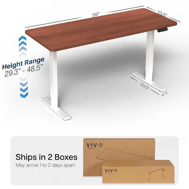 Alt view image 4 of 7 - VIVO Electric 60 x 24 Stand Up Desk | Dark Walnut Table Top, White Frame