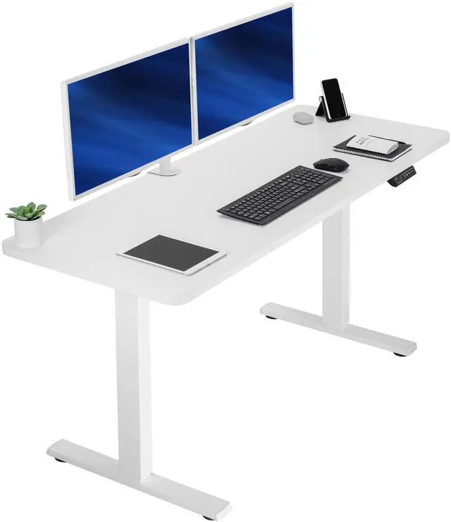 Main image of VIVO Electric 60 x 24 Stand Up Desk | White Table Top, White Frame