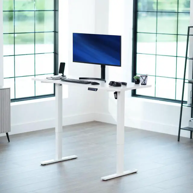 Alt view image 2 of 7 - VIVO Electric 60 x 24 Stand Up Desk | White Table Top, White Frame