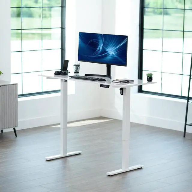 Alt view image 2 of 7 - VIVO Electric 60 x 24 Stand Up Desk, White Dry Erase Table Top, White Frame