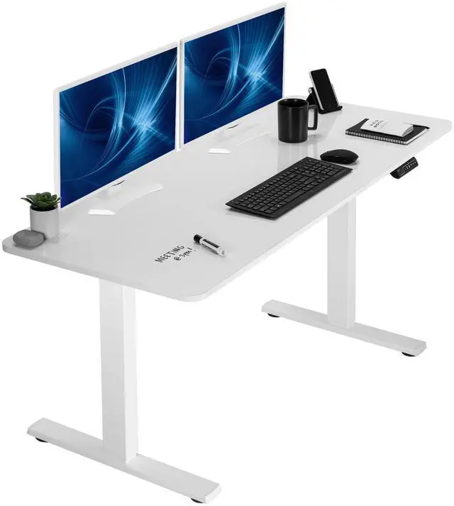 Main image of VIVO Electric 60 x 24 Stand Up Desk, White Dry Erase Table Top, White Frame