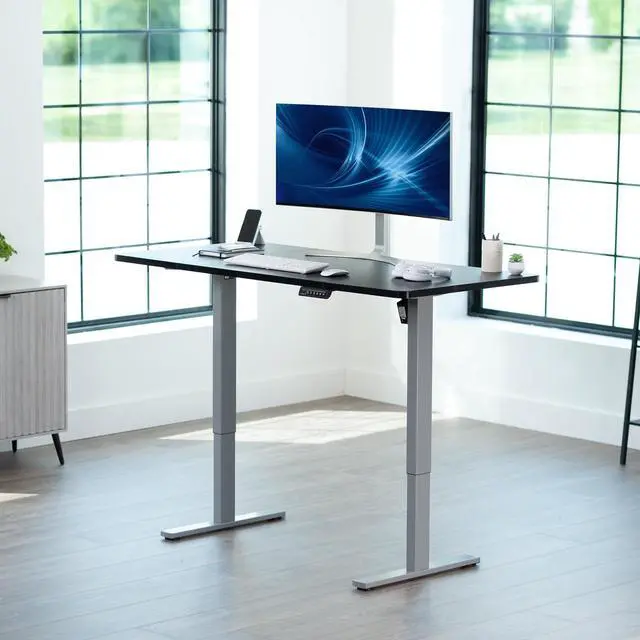 Alt view image 2 of 7 - VIVO Electric 60 x 24 Stand Up Desk, Black Table Top, Gray Frame
