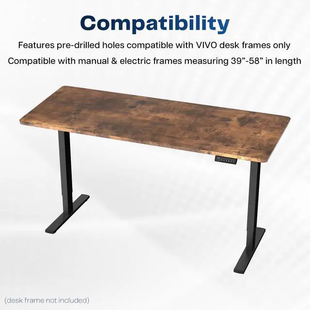 Alt view image 3 of 7 - VIVO Vintage Brown 60 x 24 inch Universal Solid One-Piece Table Top for Standard & Sit Stand Desk Frames (DESK-TOP60N)