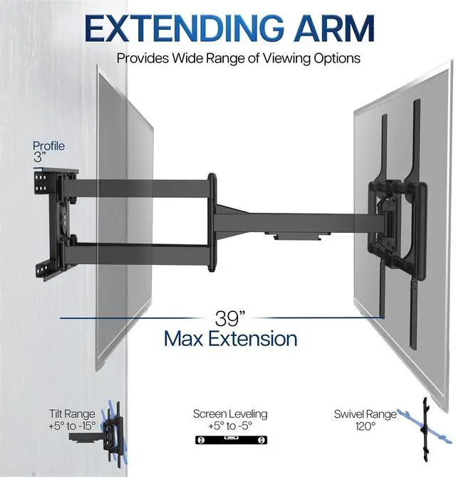 Alt view image 5 of 7 - VIVO Heavy Duty Full Motion 60" to 120" Large Screen TV Wall Mount with Long Arm
